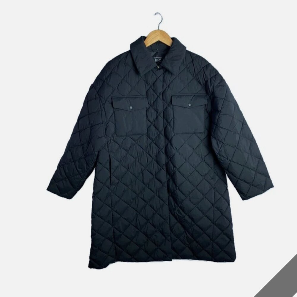 Uniqlo C Quilted Coat Oversized M Nylon Black